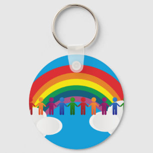 Rainbow peace flag key ring