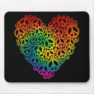 Rainbow Peace Heart Mouse Mat