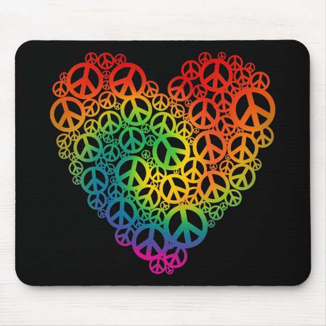 Rainbow Peace Heart Mouse Mat (Front)