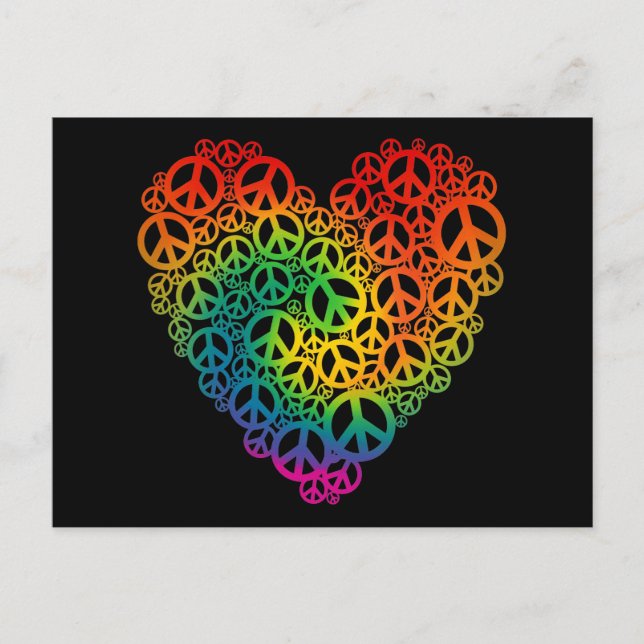 Rainbow Peace Heart Postcard (Front)