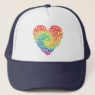 Rainbow Peace Heart Trucker Hat