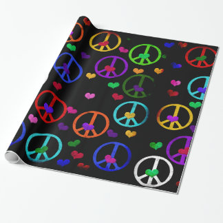 Rainbow Peace Hearts Wrapping Paper