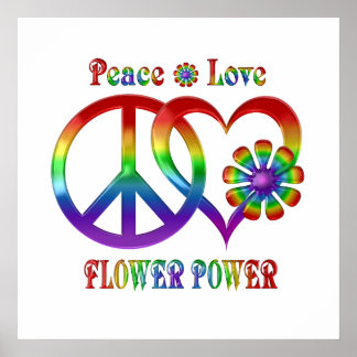 Rainbow Peace Love Flower Power Poster