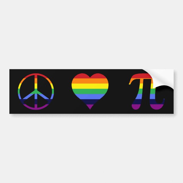 rainbow peace love pi bumper sticker (Front)