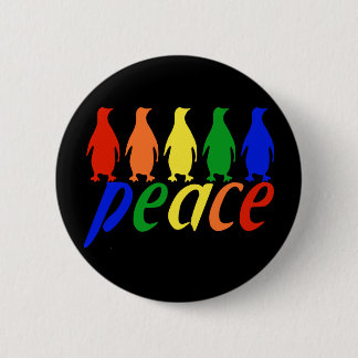 Rainbow Peace Penguins 6 Cm Round Badge