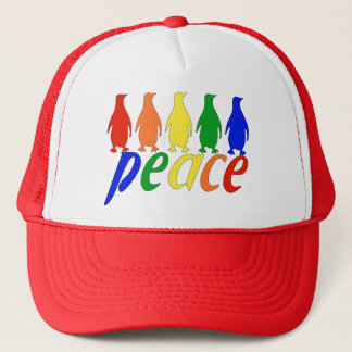 Rainbow Peace Penguins Trucker Hat