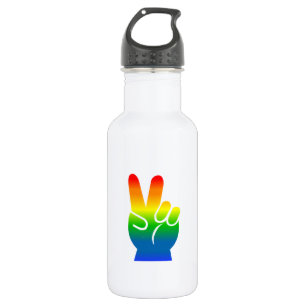 Rainbow Peace Sign 16 oz. 532 Ml Water Bottle