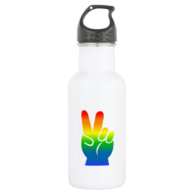 Rainbow Peace Sign 16 oz. 532 Ml Water Bottle (Front)