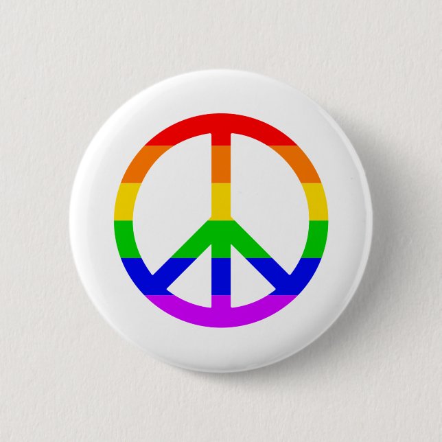 Rainbow Peace Sign 6 Cm Round Badge (Front)
