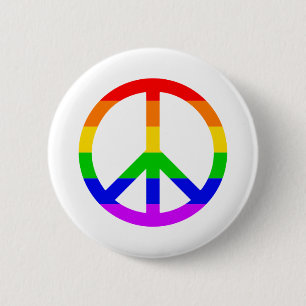 Rainbow Peace Sign 6 Cm Round Badge
