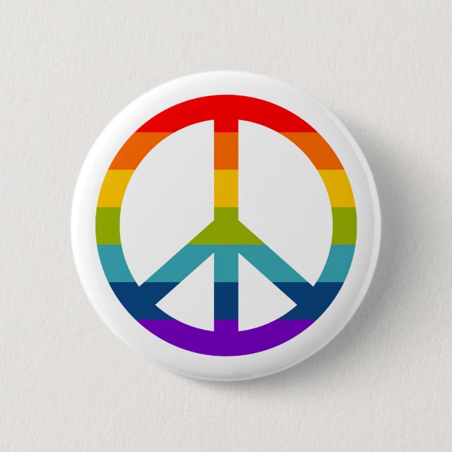 Rainbow Peace Sign 6 Cm Round Badge (Front)