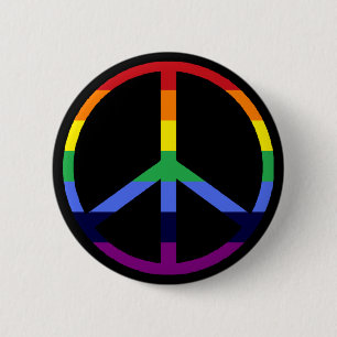Rainbow Peace Sign 6 Cm Round Badge