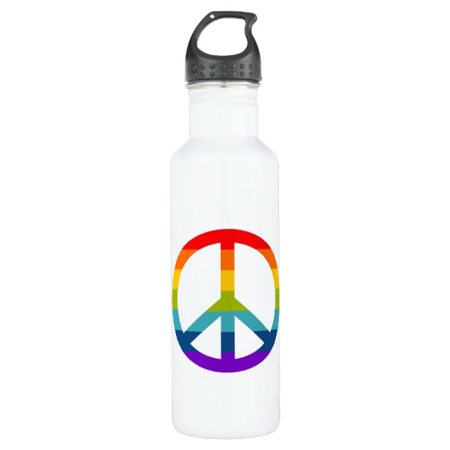 Rainbow Peace Sign 710 Ml Water Bottle (Front)