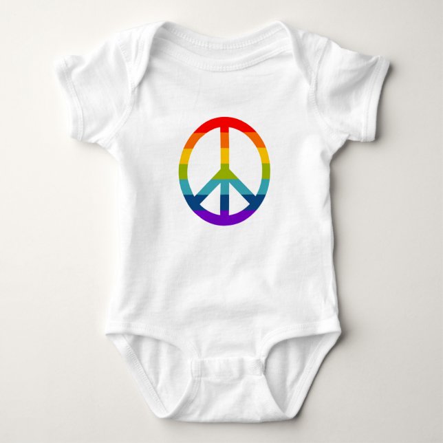 Rainbow Peace Sign Baby Bodysuit (Front)
