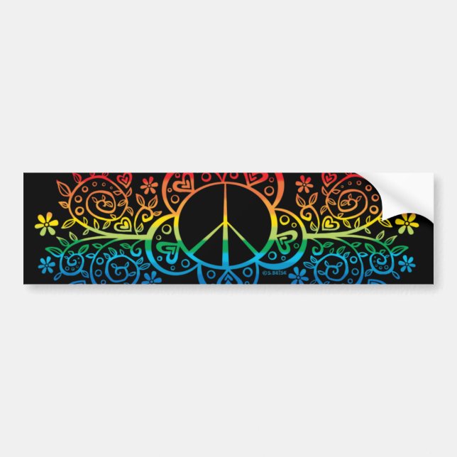 Rainbow Peace Sign Bumper sticker (Front)