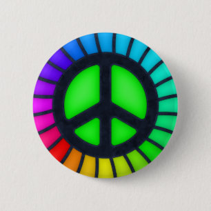 Rainbow Peace Sign Button