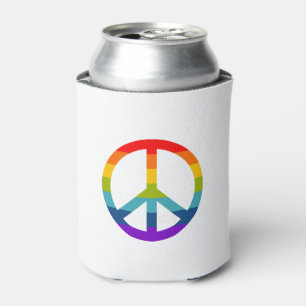 Rainbow Peace Sign Can Cooler