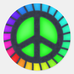 Rainbow Peace Sign Classic Round Sticker