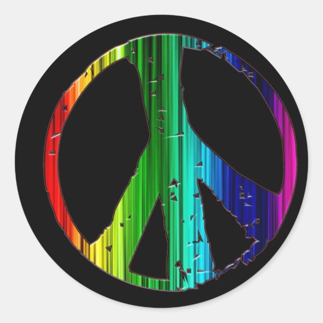 Rainbow Peace Sign Classic Round Sticker (Front)