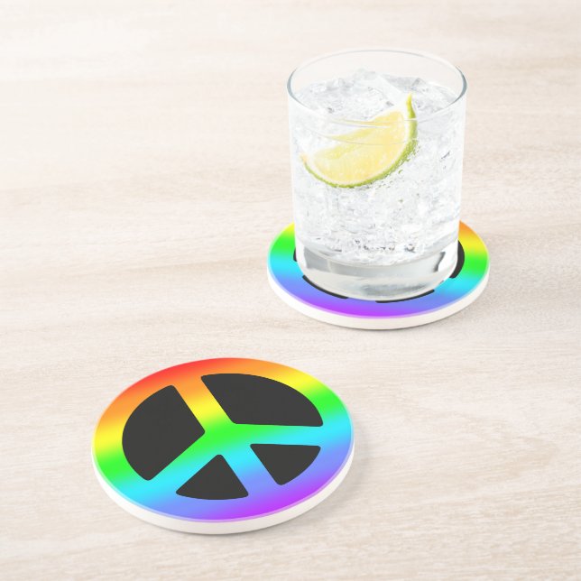 Rainbow Peace Sign Coaster (Side)