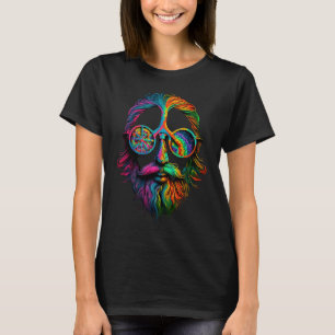 Rainbow Peace Sign Cool Dude Hippie T-Shirt