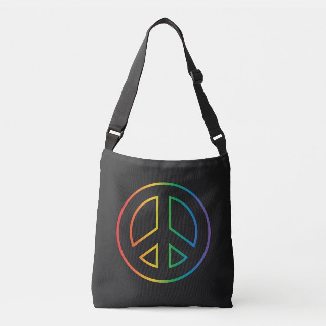 Rainbow Peace Sign Crossbody Bag (Front)