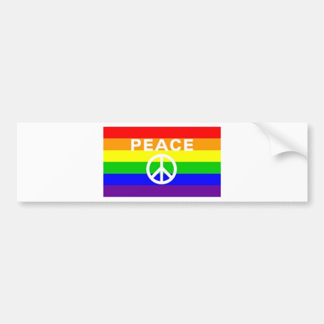 Rainbow peace sign flag bumper sticker (Front)