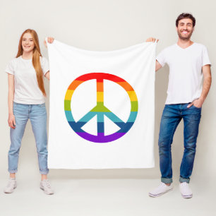 Rainbow Peace Sign Fleece Blanket