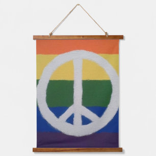 Rainbow Peace Sign  Hanging Tapestry