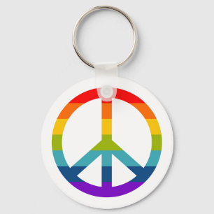 Rainbow Peace Sign Key Ring