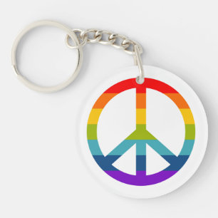 Rainbow Peace Sign Key Ring
