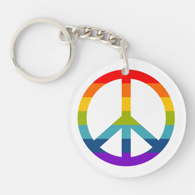 Rainbow Peace Sign Key Ring (Front)