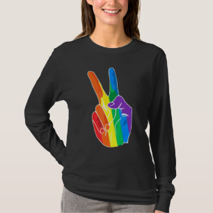 Rainbow Peace Sign Love Lesbian Gay LGBT Pride T-Shirt