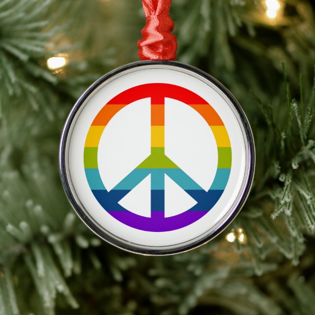 Rainbow Peace Sign Metal Tree Decoration (Tree)
