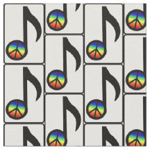 Rainbow Peace Sign Music Note Fabric