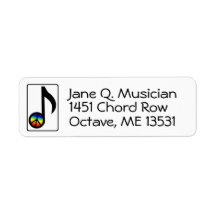 Rainbow Peace sign Music Note Return Address Label
