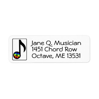 Rainbow Peace sign Music Note Return Address Label