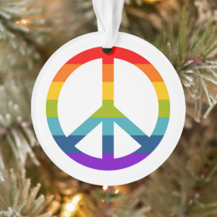 Rainbow Peace Sign Ornament