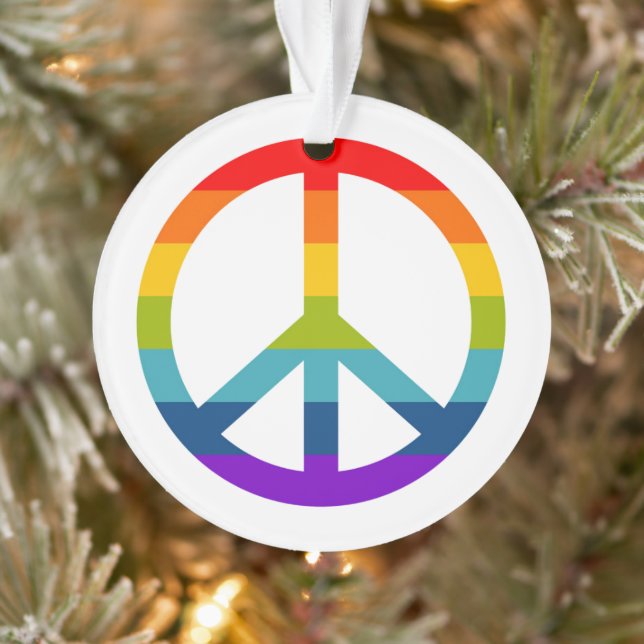 Rainbow Peace Sign Ornament (Tree)