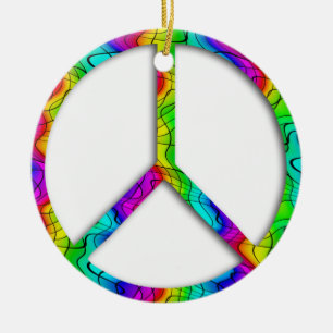 Rainbow Peace Sign Ornament