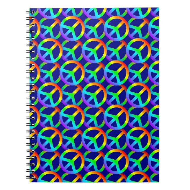 Rainbow Peace Sign Pattern Notebook (Front)