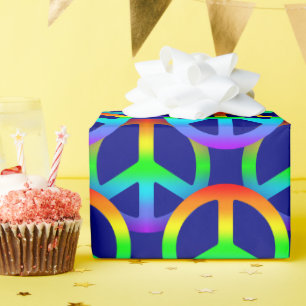 Rainbow Peace Sign Pattern Wrapping Paper