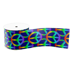 Rainbow Peace Sign Ribbon Grosgrain Ribbon