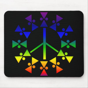 Rainbow Peace Sign Spiral Mouse Mat