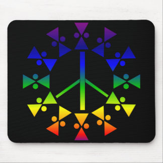 Rainbow Peace Sign Spiral Mouse Mat