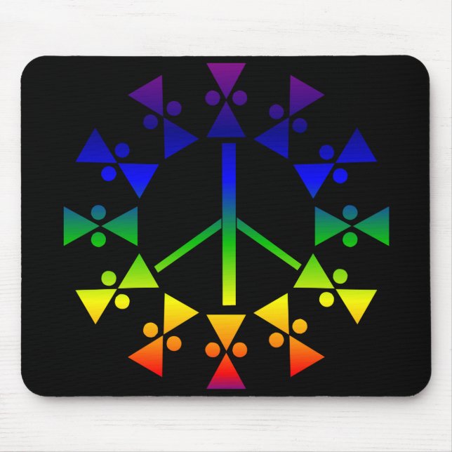 Rainbow Peace Sign Spiral Mouse Mat (Front)