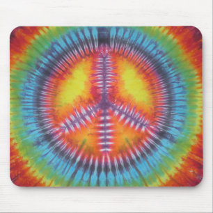 Rainbow Peace Sign Tie Dye Mouse Pad