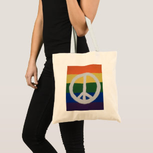 Rainbow Peace Sign Tote Bag