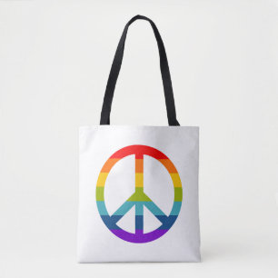 Rainbow Peace Sign Tote Bag