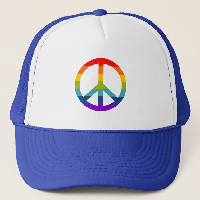 Rainbow Peace Sign Trucker Hat (Front)